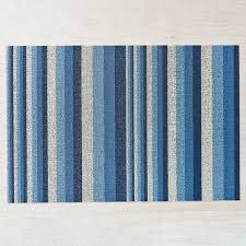 Chilewich Shag Indoor or Outdoor Mat, 3' x 5' Wave Stripe Blue 1890008 #107047