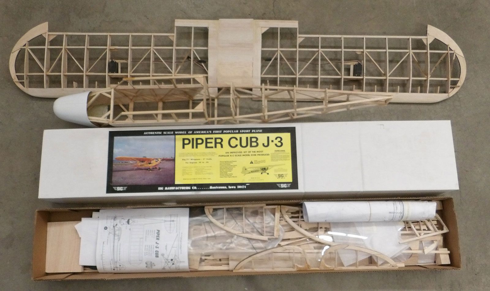 Piper Cub J-3 Sig Kit RC-3 71" Wing Span Partial Build