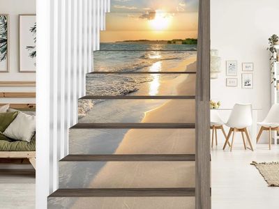 New. Beach Sunset Stair Sticker Decals 13PCS 39.3" x 7.08"
