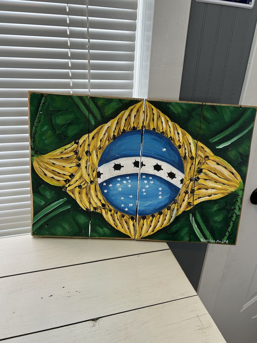 Brazil folk art sign - plank wood wall hanging