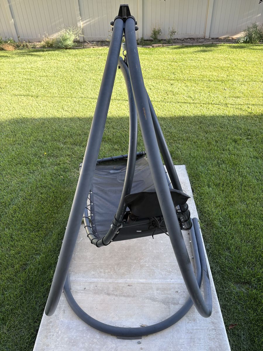 Black Hanging Chaise Lounger Chair with Stand