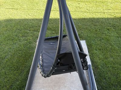 Black Hanging Chaise Lounger Chair with Stand