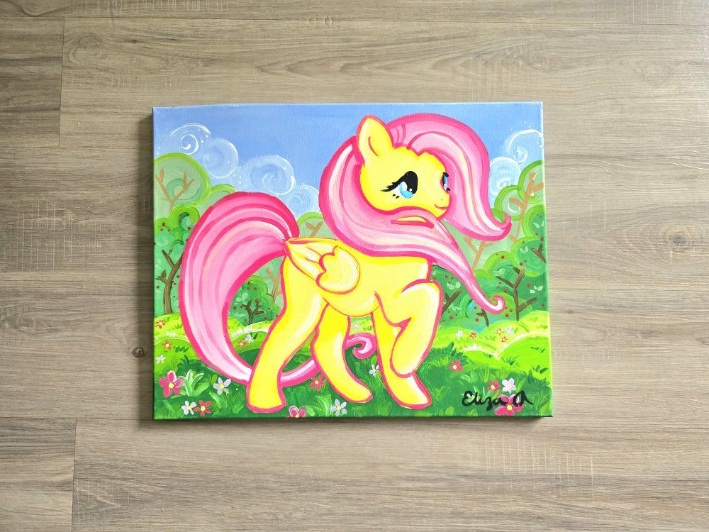 Hand-Painted My Little Pony Fluttershy Art Canvas