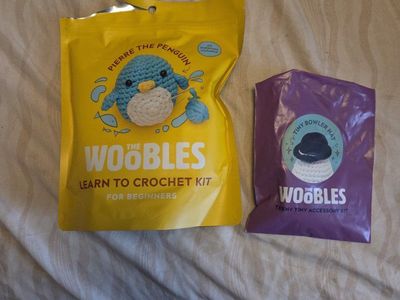 The Woobles Pierre the Penguin Learn to Crochet Kit & Tiny Bowler Hat Accessory Kit