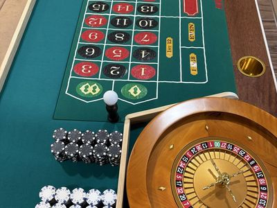 Harveys Casino Roulette Table Set - Used - Paulson Chips & Wooden Wheel