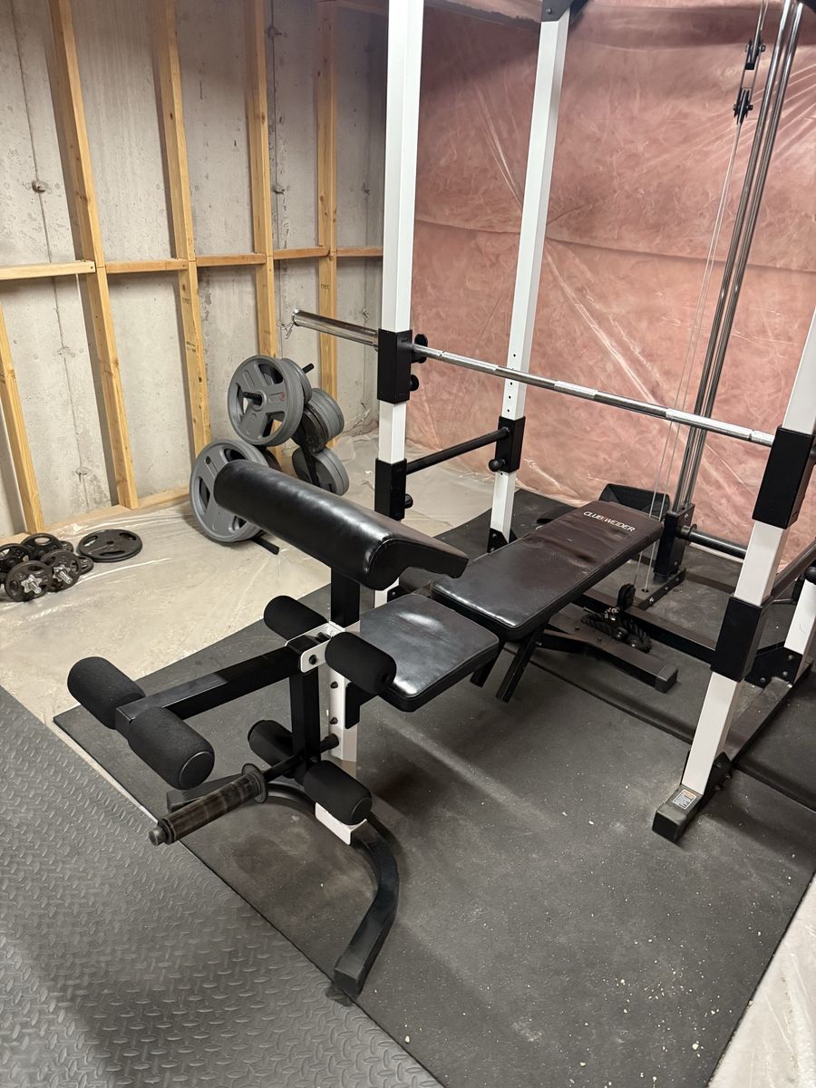 Complete Olympic Smith Machine Home Gym + Bench + Weights