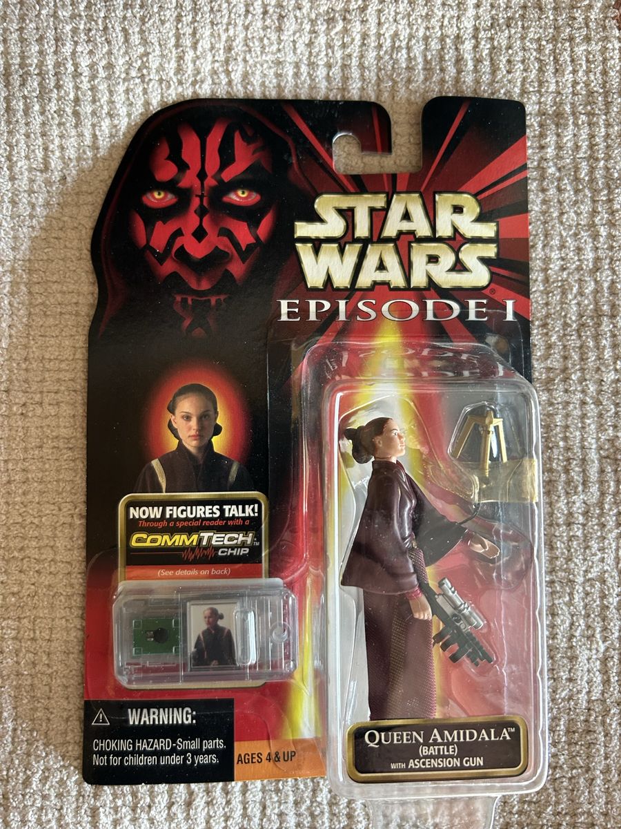 Star Wars Episode I Queen Amidala (Battle) Action Figure w/ Ascension Gun & CommTech Chip *Hard to Find”
