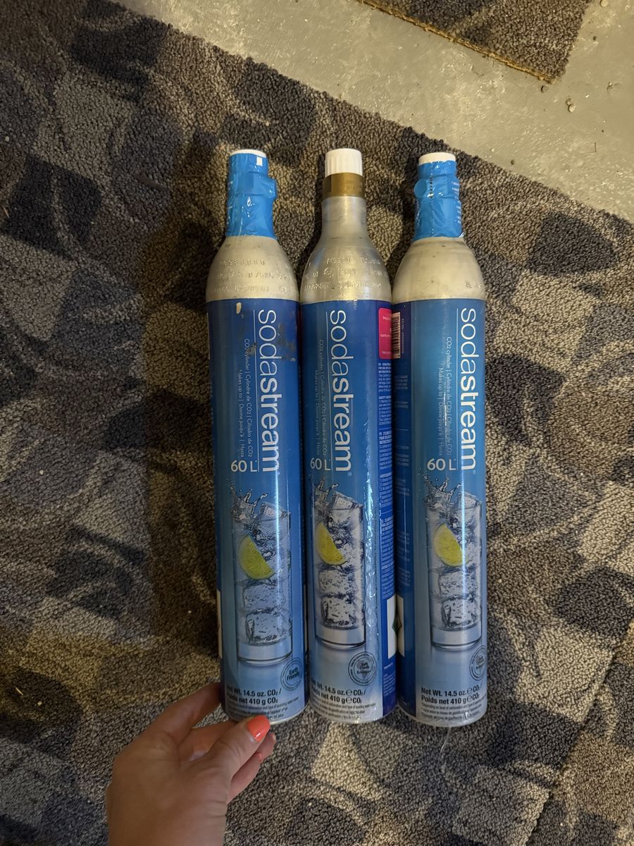 Sodastream 60L CO2 Cylinders (3-Pack) - Full/Sealed Carbonator Canisters, 14.5oz Each
