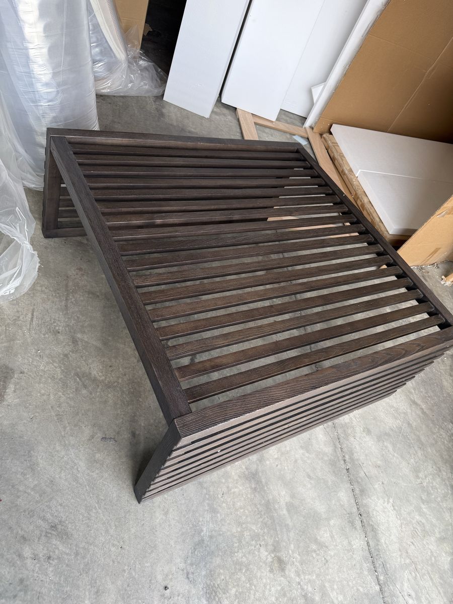 Modern Dark Wood Slatted Coffee Table