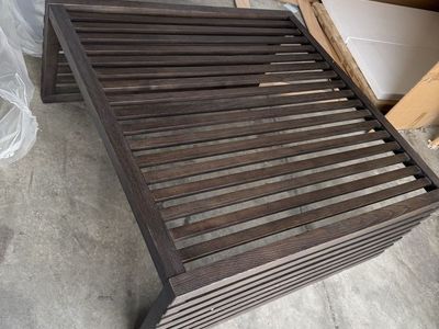 Modern Dark Wood Slatted Coffee Table