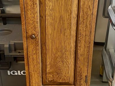 Wooden Storage Cabinet/Jewelry Box with Single Door and Four Small Drawers