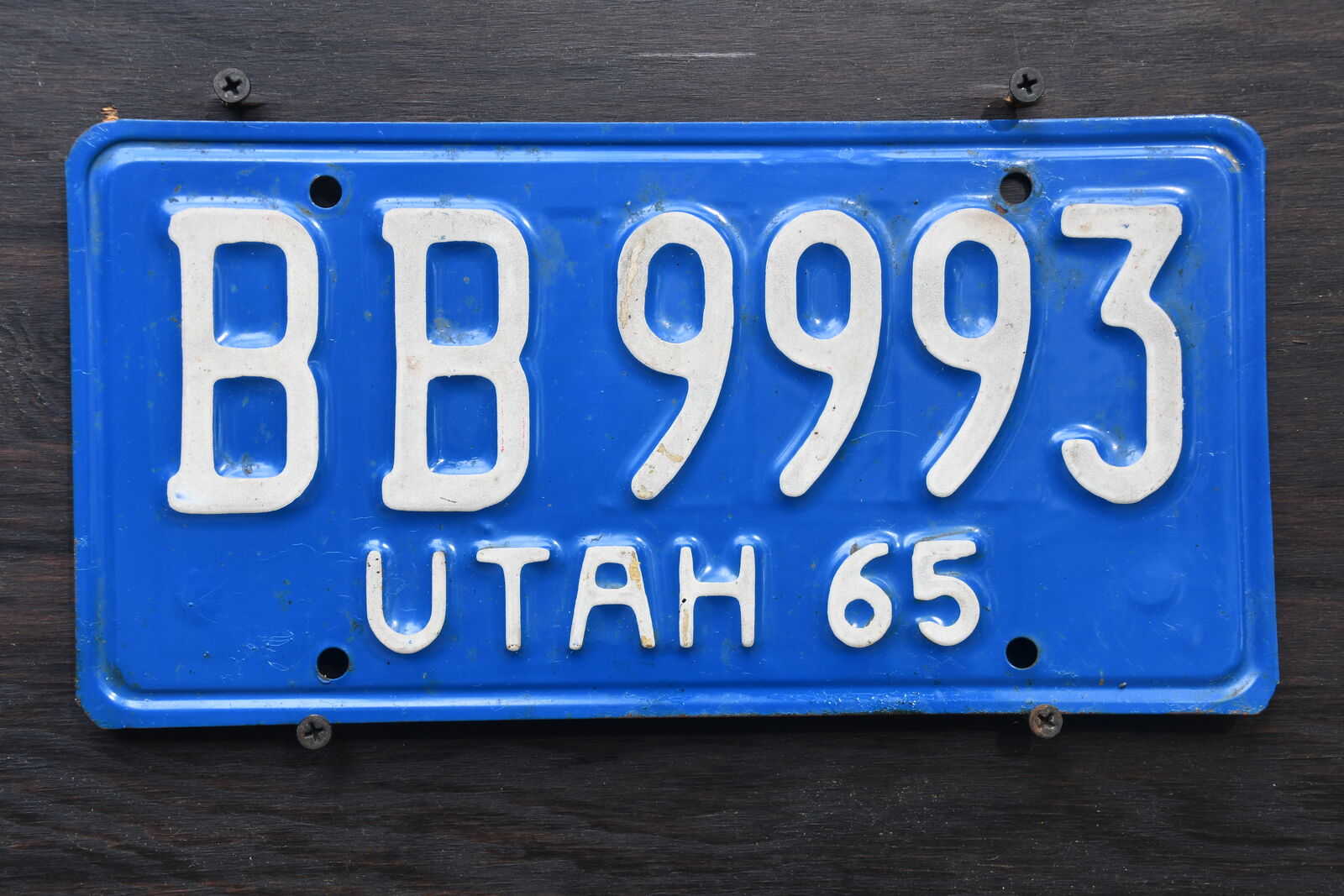 Utah License plate 1965 All Original Single Plate BB 9993