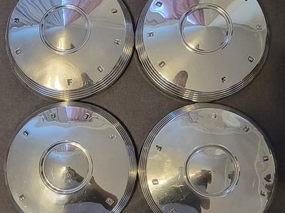 Set of 4 Vintage 1960 1961 1962 Ford Galaxie Fairlane F100 Dog Dish Hubcaps 10.5” Poverty Caps OEM