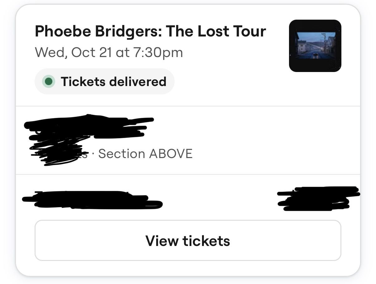 Phoebe Bridgers: The Lost Tour Ticket(s)
