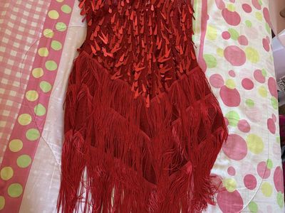 Red Sequin Fringe Dance Dress Costume