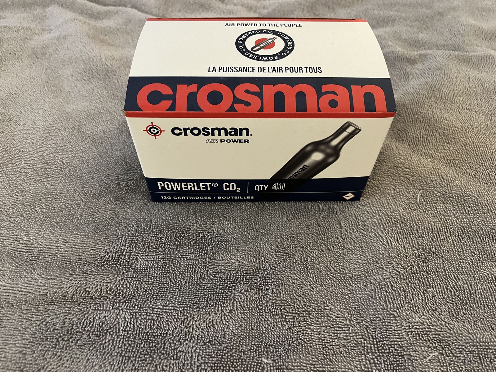 Crosman 12-Gram Powerlet CO2 Cartridges for Air Rifles and Air Pistols - 40 Count Box - Made in USA - Metal