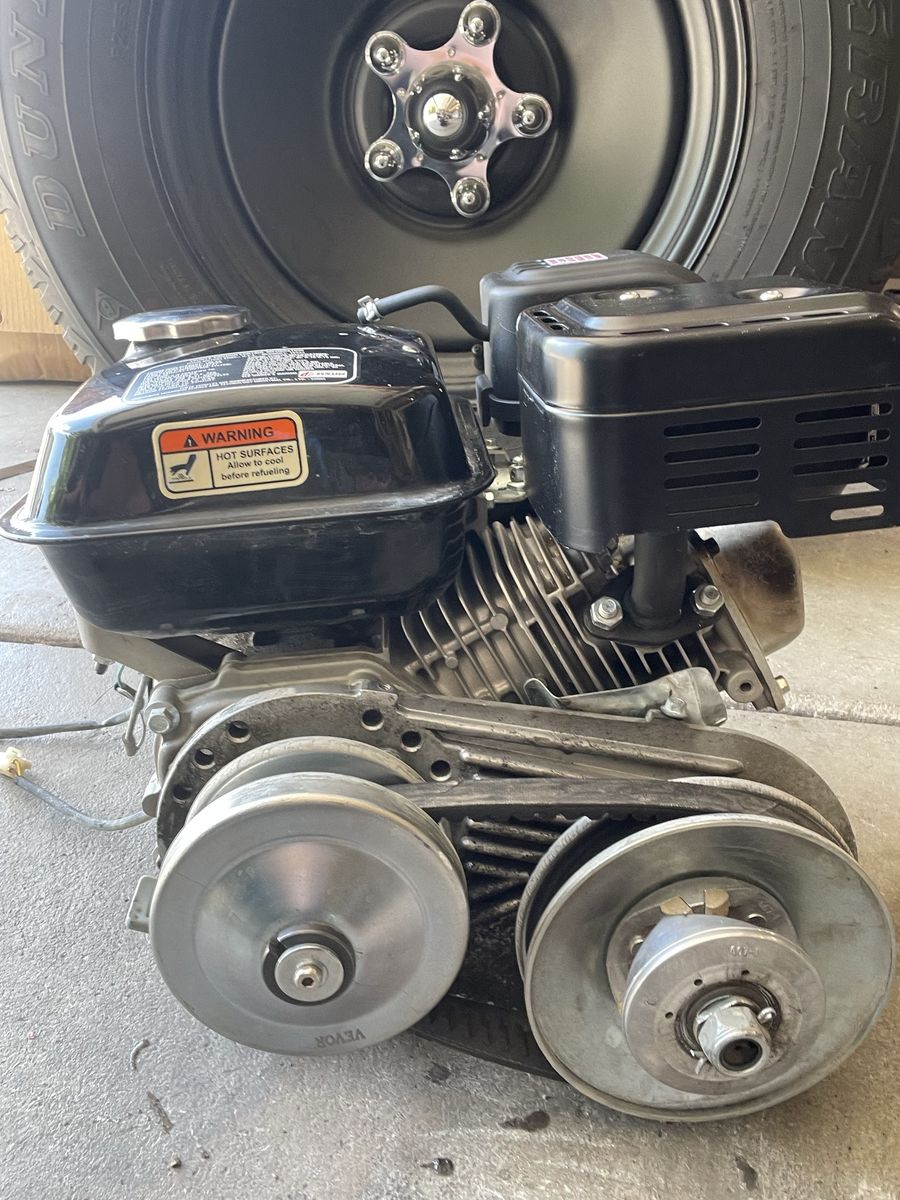 196 cc mini bike / go cart engine. Has torque converter, new exhaust, new intake