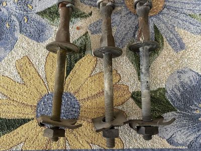 3 Vintage Industrial Springs & Bolts Hardware used for attaching Glass insulators