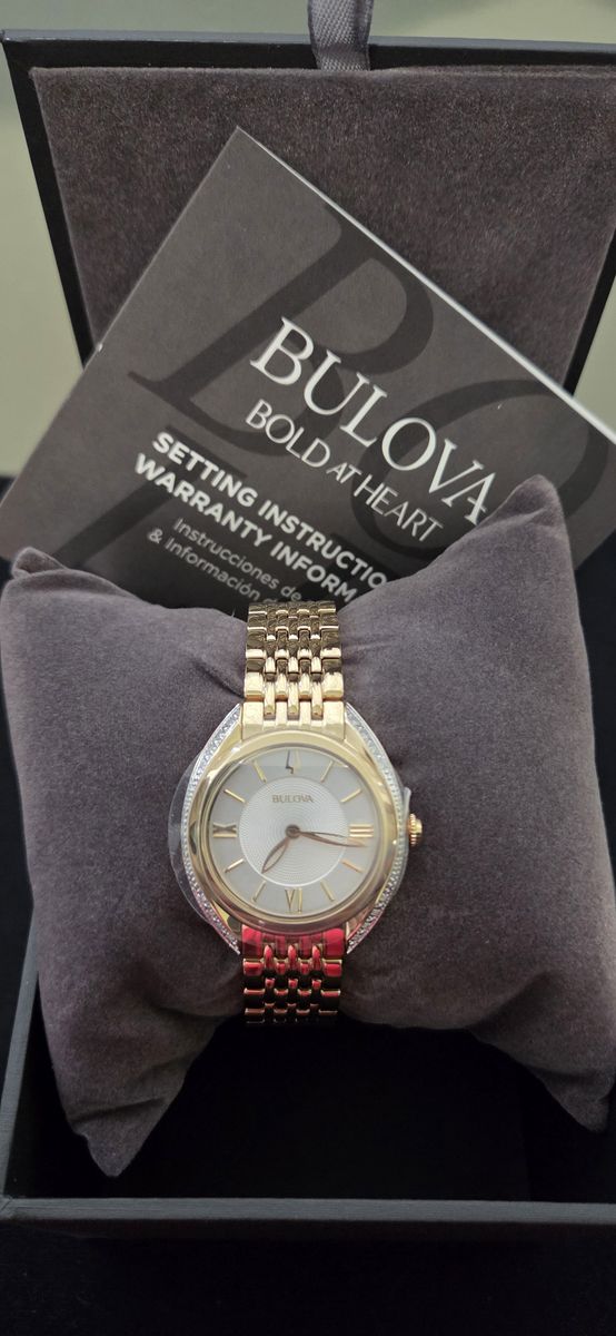 Bulova Women's Gold Diamond Watch - NEW in Box - 98R248