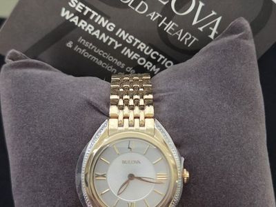 Bulova Women's Gold Diamond Watch - NEW in Box - 98R248