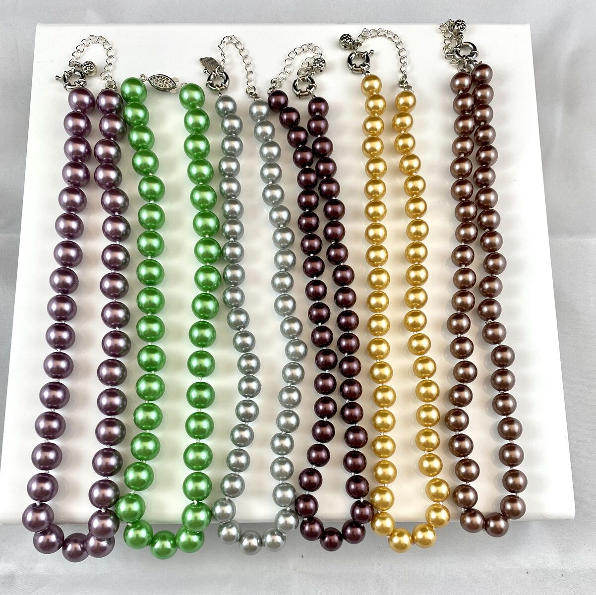 NEW - Gorgeous Glass Pearl Hand Tied Necklaces #2 - Beautiful Colors - VERY Nice - See Photos