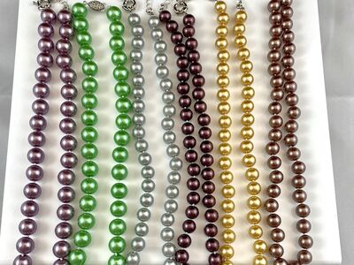 NEW - Gorgeous Glass Pearl Hand Tied Necklaces #2 - Beautiful Colors - VERY Nice - See Photos