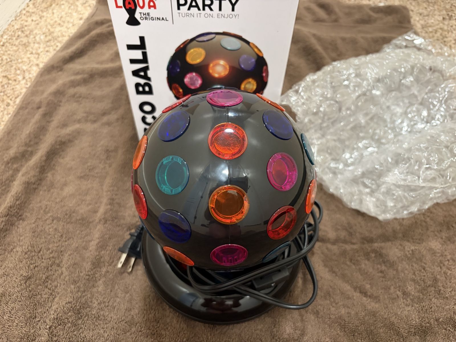 Lava The Original Party 6 Inch Black Rotating Disco Ball Light with Box