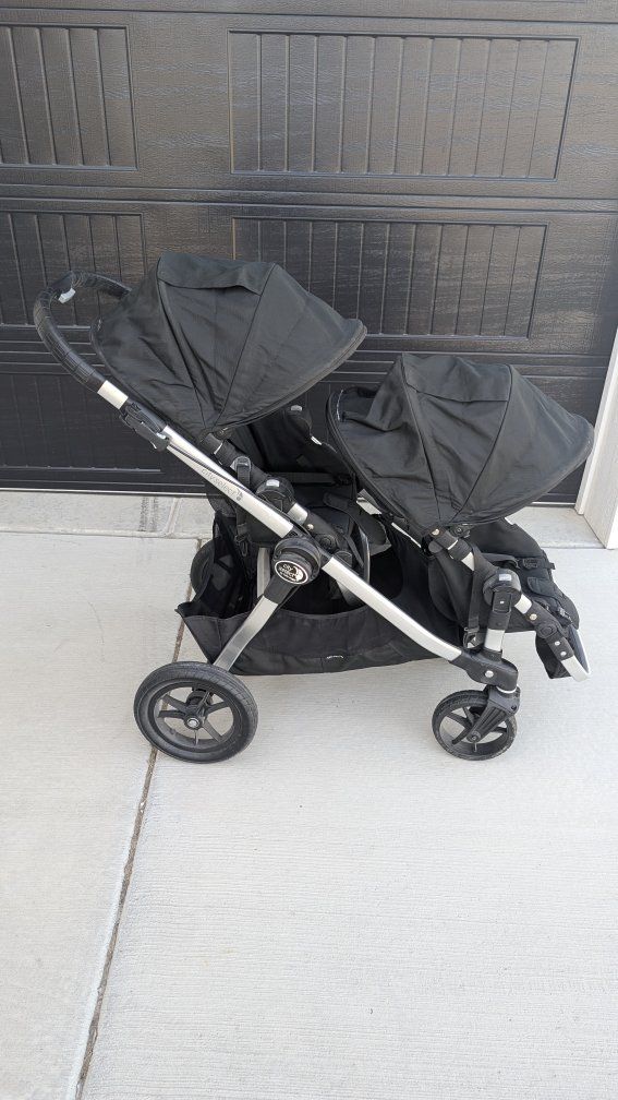 Baby Jogger City Select Double Stroller - Black with Silver Frame, Versatile Seating