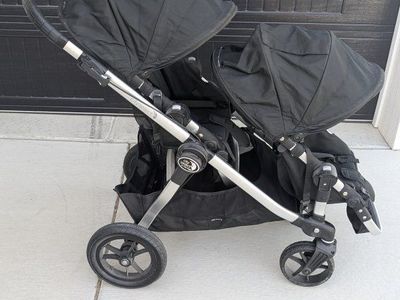 Baby Jogger City Select Double Stroller - Black with Silver Frame, Versatile Seating