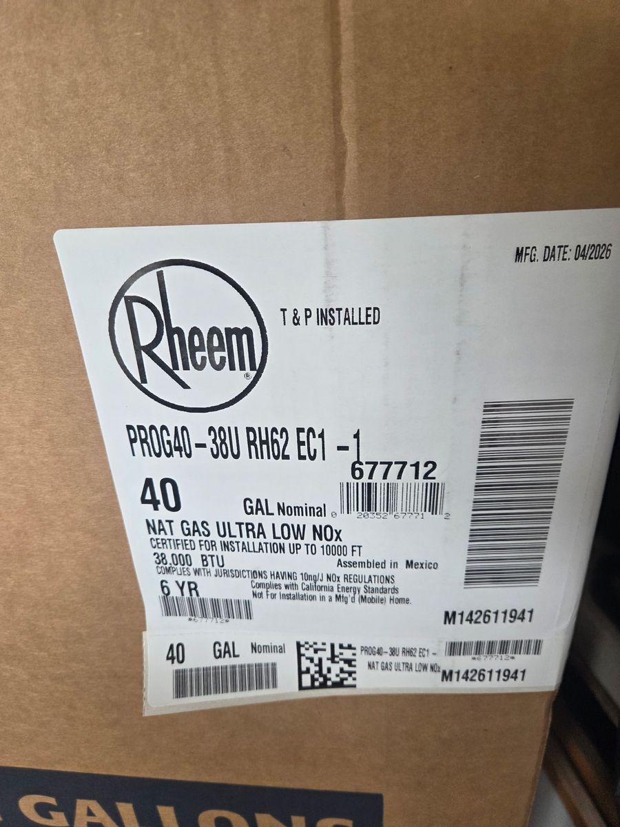 Brand new water heater natural gas