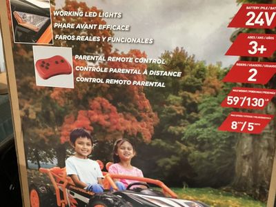 New - Assembled and ready to go. This is a steel of a deal. Dynacraft 24V Trail Rider Powered Ride-On Toy Car - Orange/Black