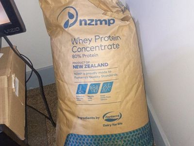 barely opened 55lb bag of protein powder