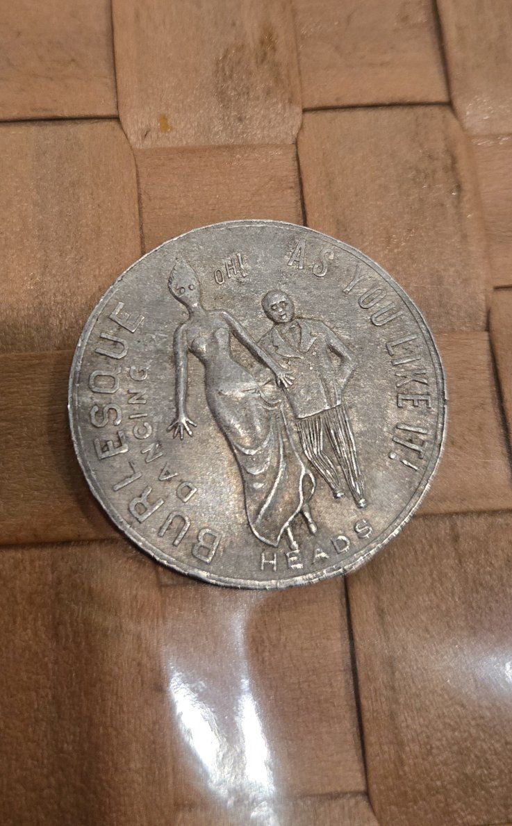 Vintage Burlesque Dancing Heads Colony Club Novelty Coin Token - "Oh! As You Like It!"
