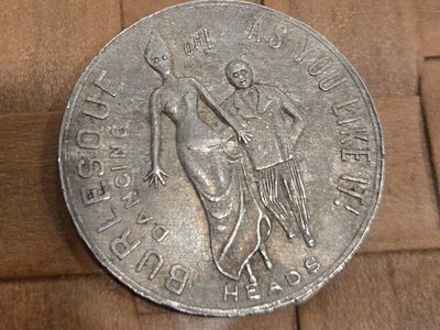 Vintage Burlesque Dancing Heads Colony Club Novelty Coin Token - "Oh! As You Like It!"