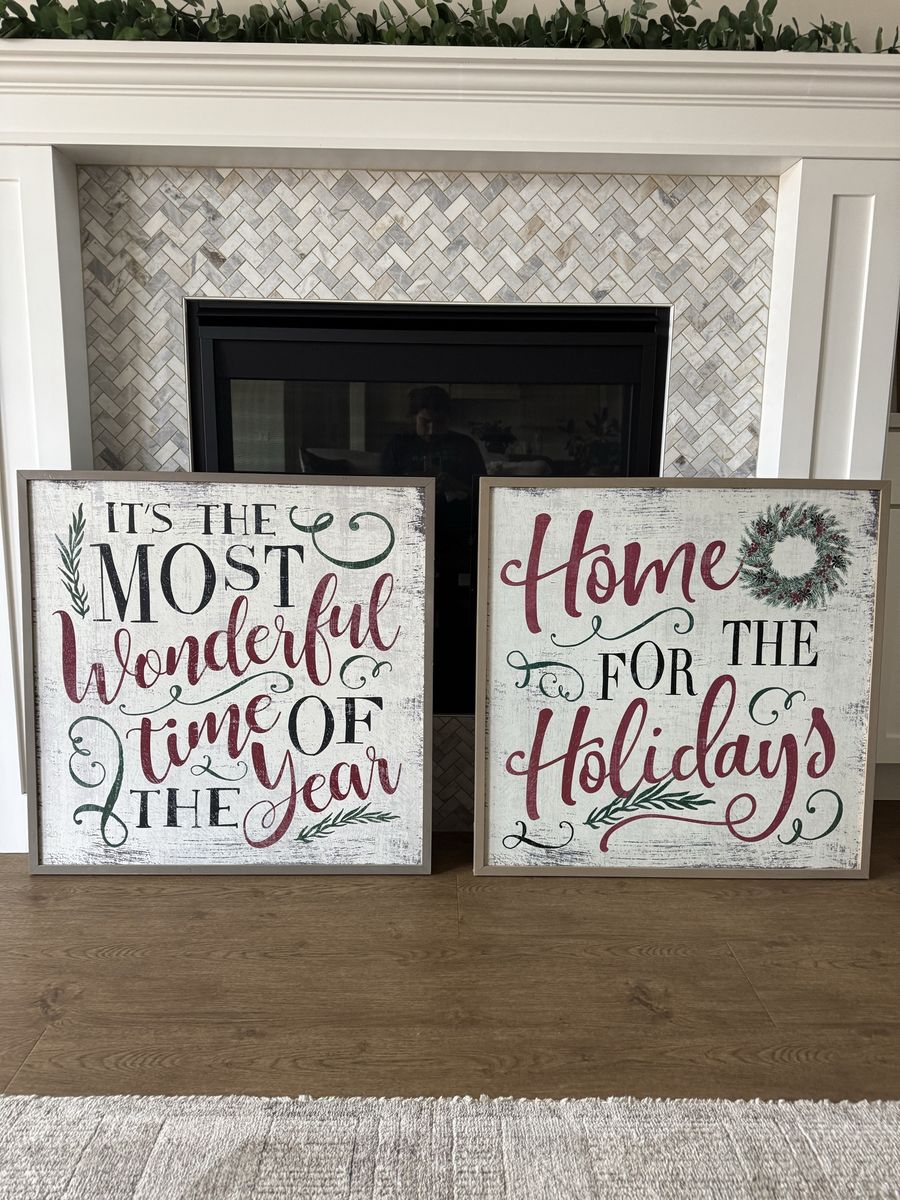 Large Wooden Holiday Signs (Set)
