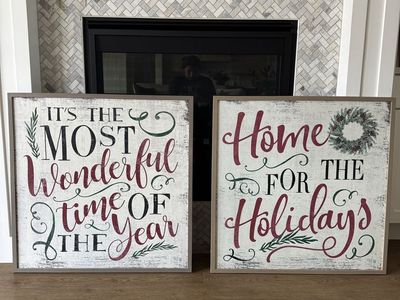 Large Wooden Holiday Signs (Set)