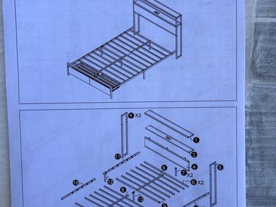 New Queen/Full Bed Frame OBFWBK-F02 - Unassembled Steel Frame with Headboard