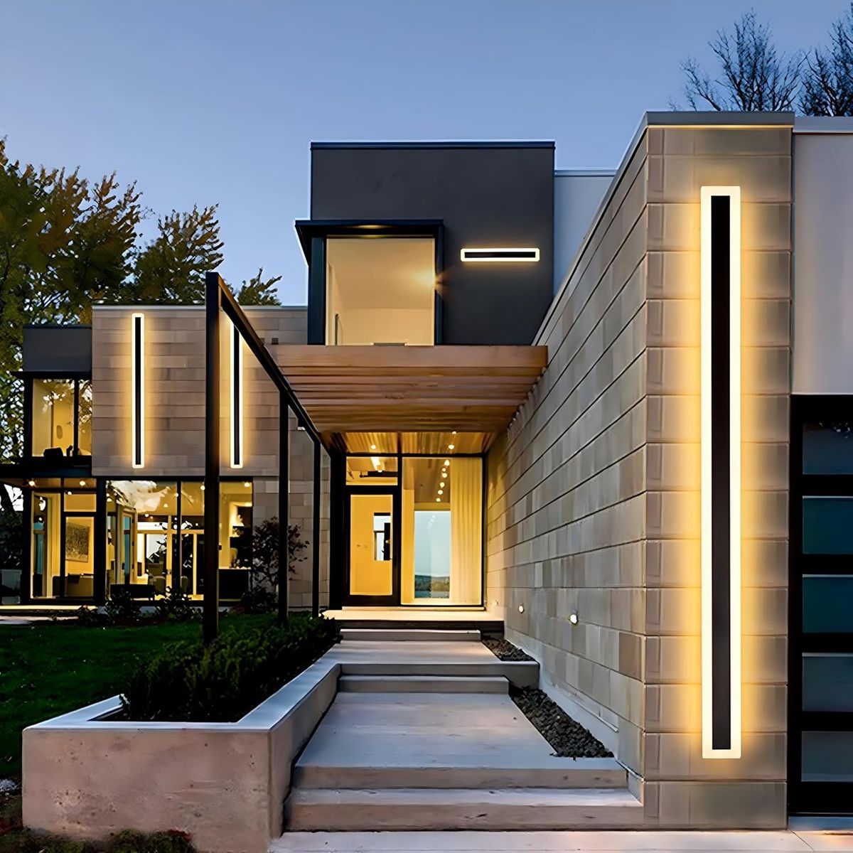 2Pack 23.6" Outdoor Modern LED Wall Light, Elegant Frosted White Acrylic Anti Rust