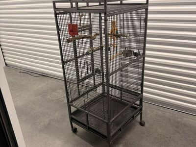 Large Wrought Iron Rolling Bird Cage