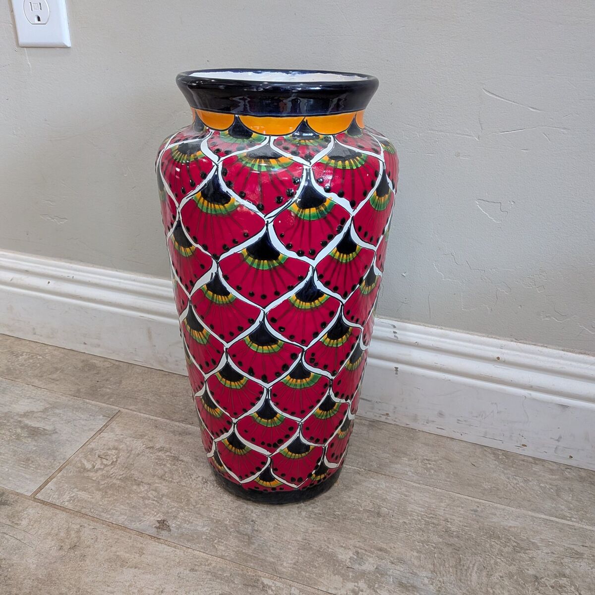 Hand-painted Mexican Talavera ceramic vase