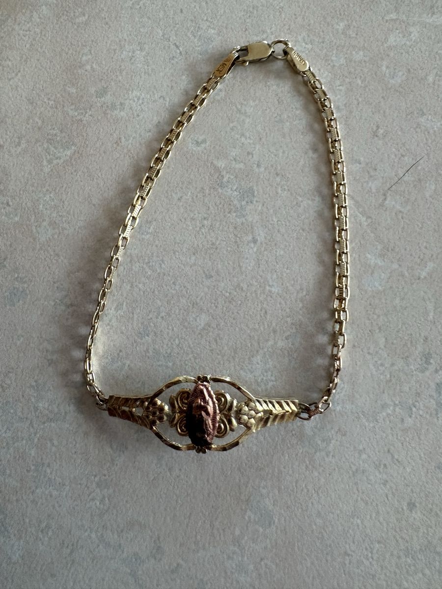 10k solid gold Virgin Mary bracelet