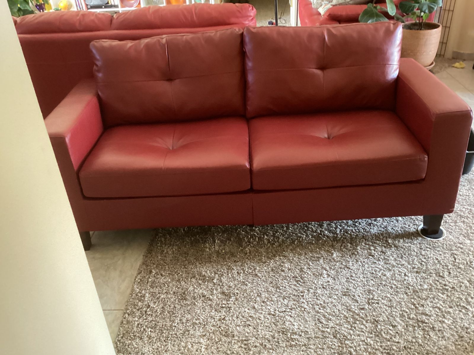 Faux leather sofa