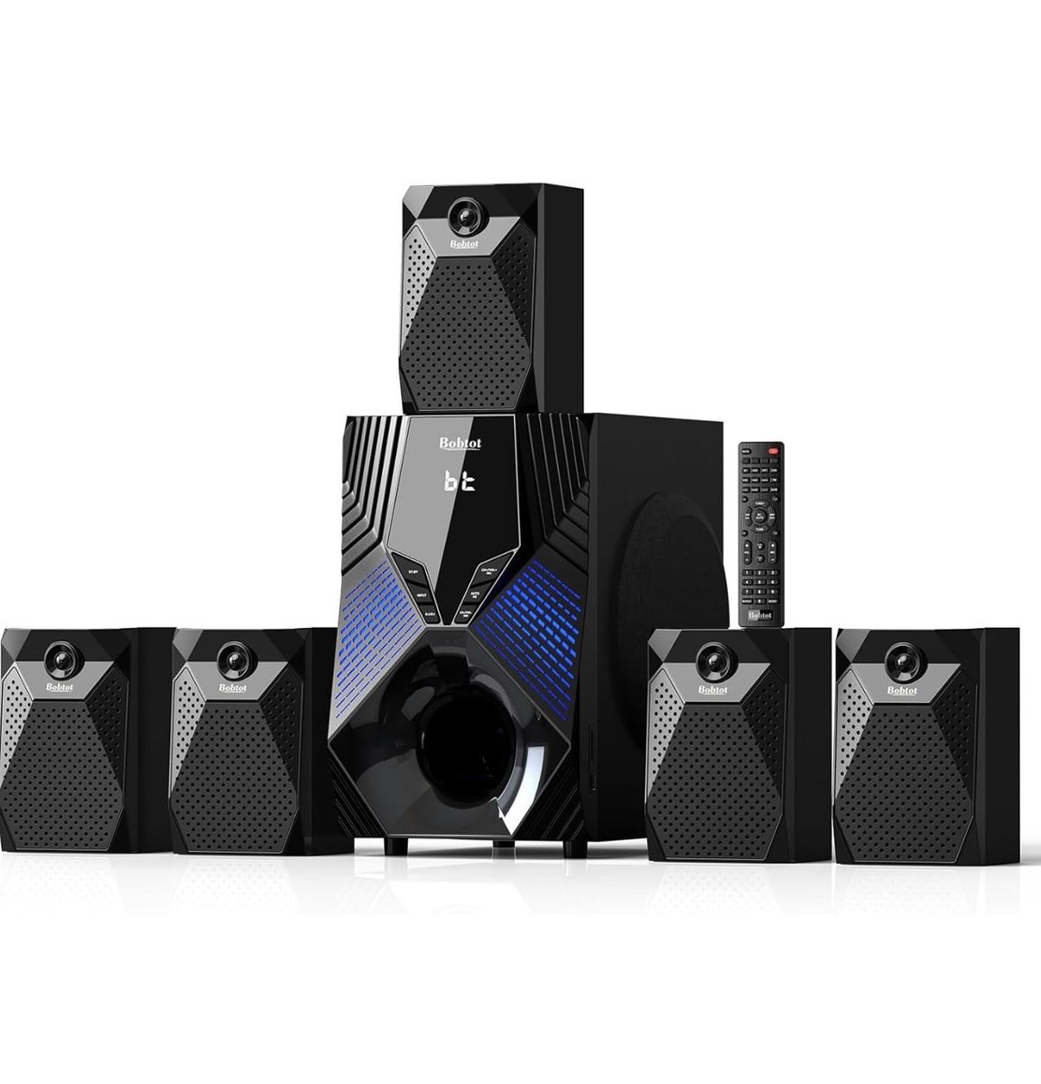 Bobtot Home Theater System, 1000 Watts Peak Power Surround Sound Systems 5 Wired Satellite Audio Speakers
