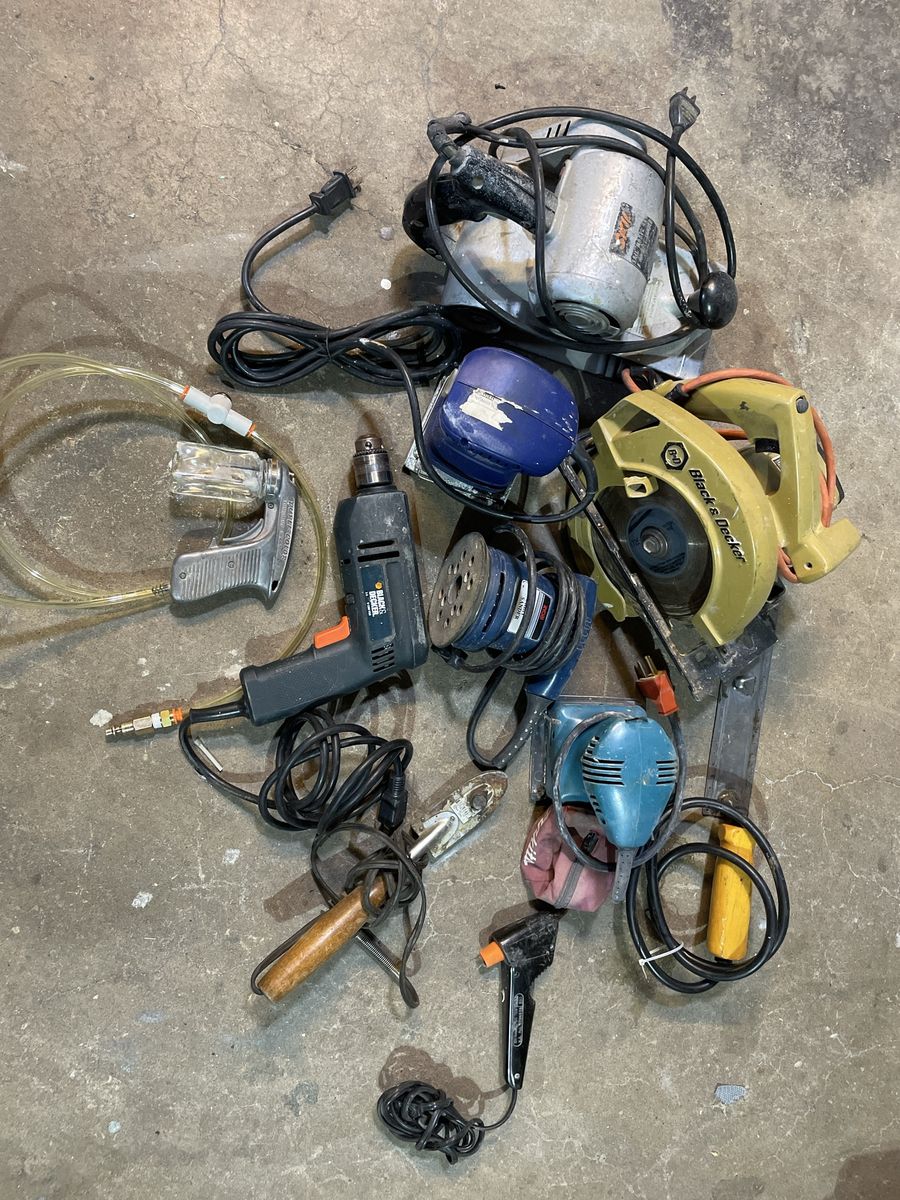 Assorted Power Tools Bundle including Black & Decker Circular Saw and Drill