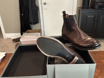 Officine Creative Anatomia/083 Aero Buffalo V Brown Leather Chelsea Boots Men's EU 43