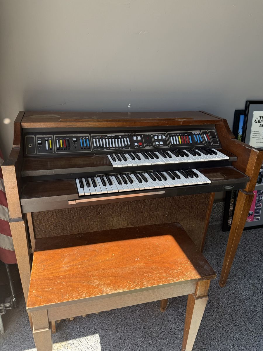 Vintage Electric Organ with Bench - Dual Manual Keyboard