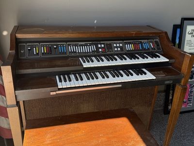 Vintage Electric Organ with Bench - Dual Manual Keyboard
