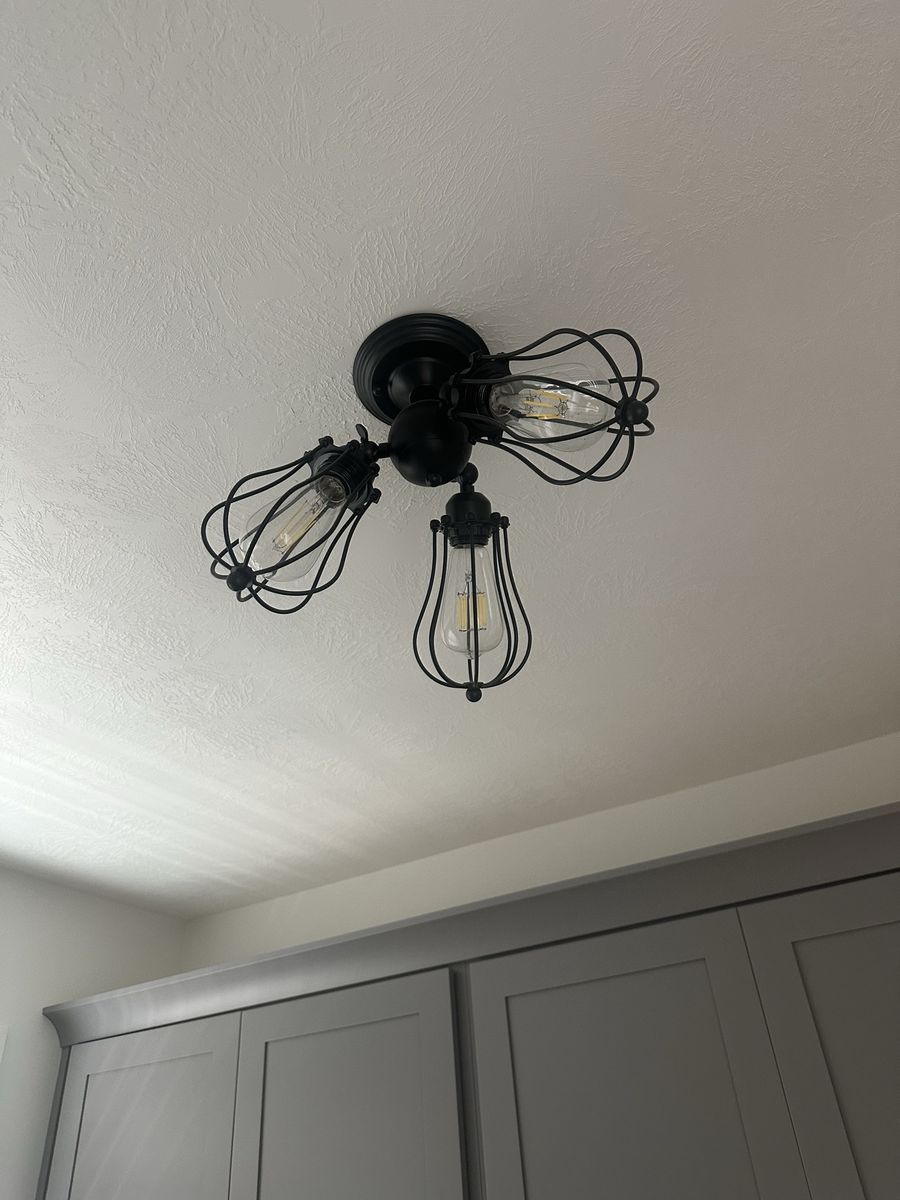 3 light flush mount fixture - Edison bulb with cage- 3 fixtures available