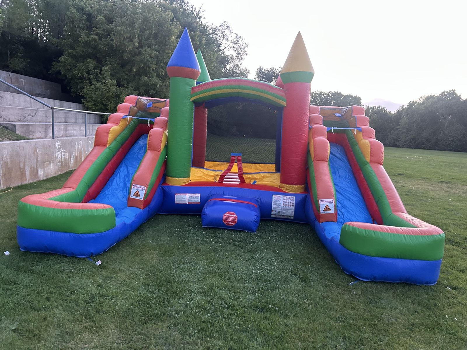 Inflatable Bounce House with Dual Slides - Colorful Castle Jumper