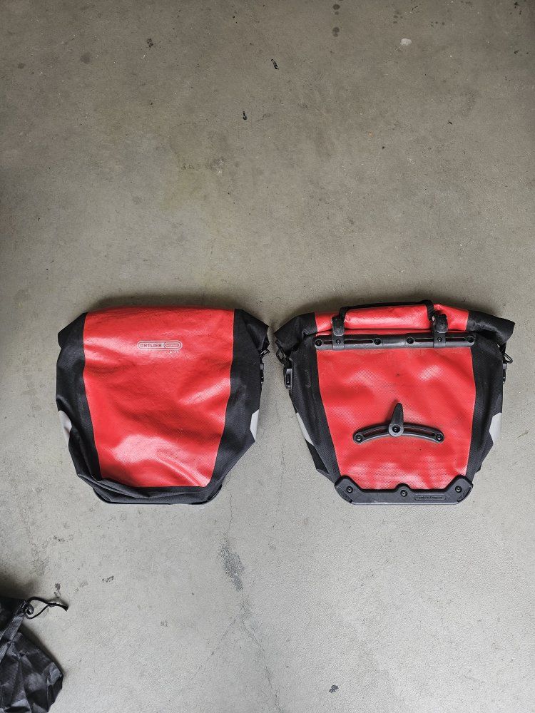 Ortlieb Red and Black Bike Panniers - Waterproof Cycling Bags (Pair)